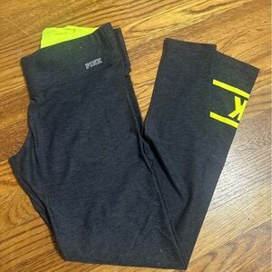 Women’s Grey and Neon Green Leggings